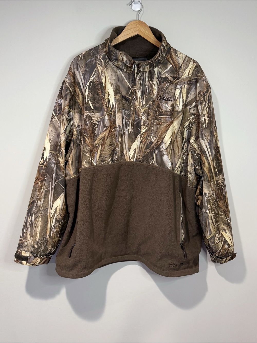 Cabela's Brown True Timber Camo Hunting 1/4 Zip Fleece Jacket Outdoors Size 2XL
